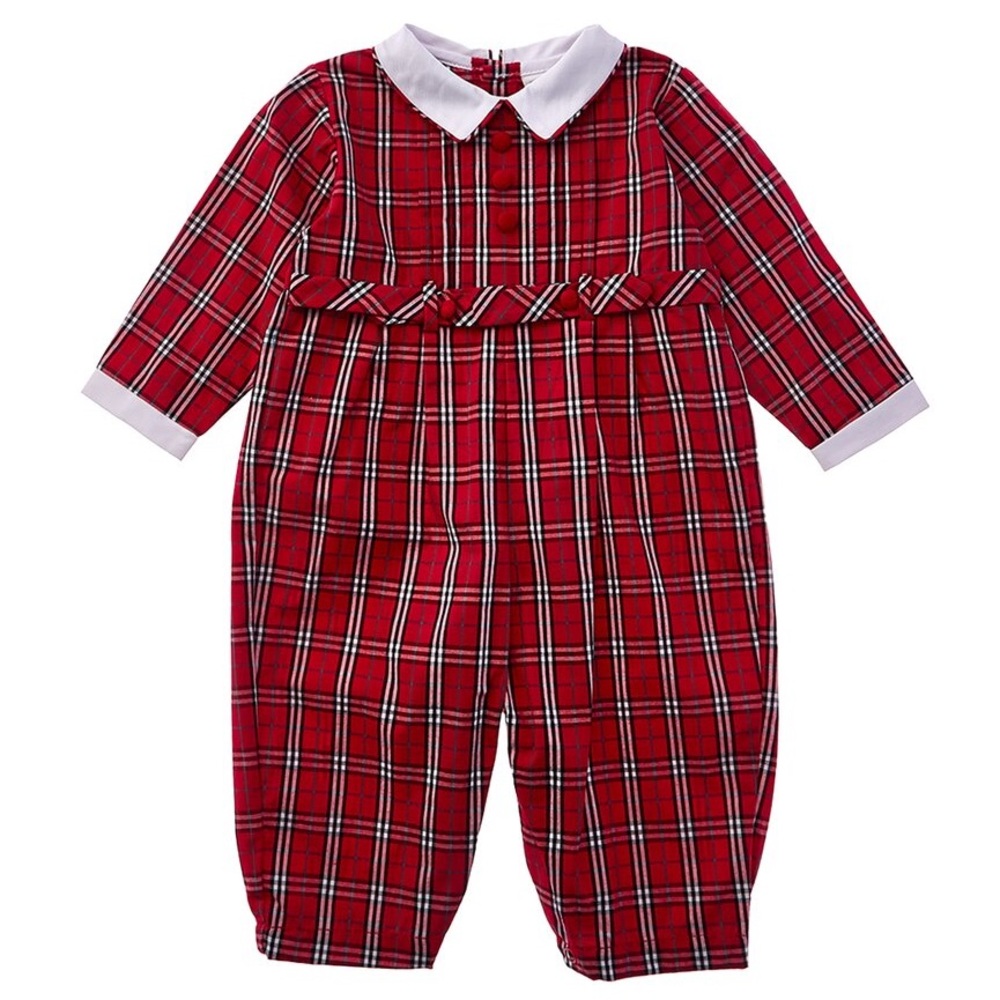 Carriage Boutique Long Romper Red Plaid NWT Size 3M